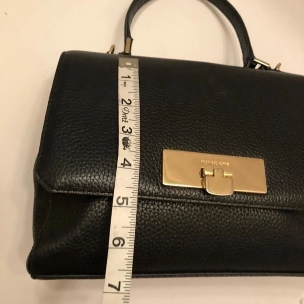 Michael kors black leather top handle bag